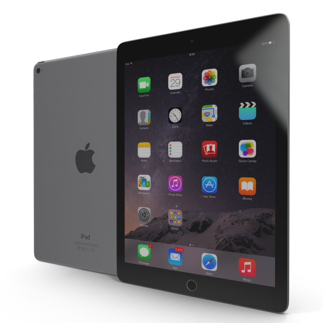 iPad Air 2 Space Gray 2 3D Model 3D model preview
