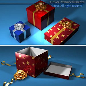3d open gift box model