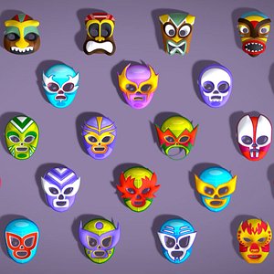 3D 25 Kids Evil Mask Pack 2 - Cartoon Low Poly Mask - Stylized Costume Masks Set model