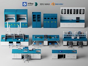 Standard Laboratory Workbench Equipment Combination 3D Model Pack 3D model