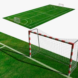 Handball Court Field with Two Goals Green Fur