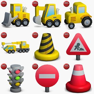 3d construction icons small pack model