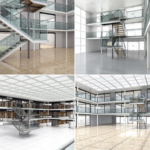 3D Offices and commercial hall Collection