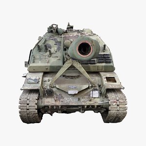 Destroyed 2S19 Msta 152 mm self-propelled howitzer M1990 Farm
