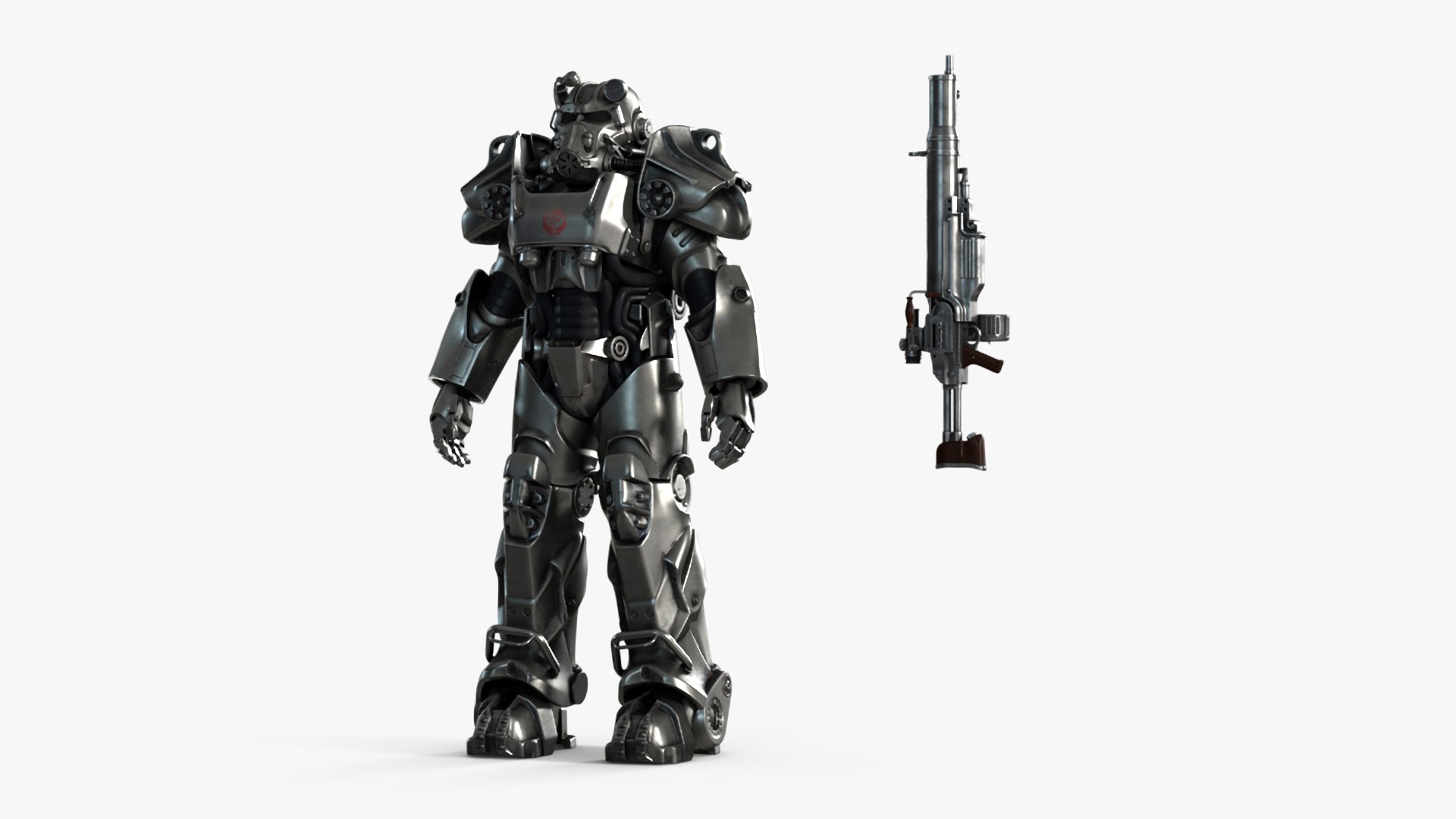 Fallout Power Armor T 60 with Rifle 3D model preview