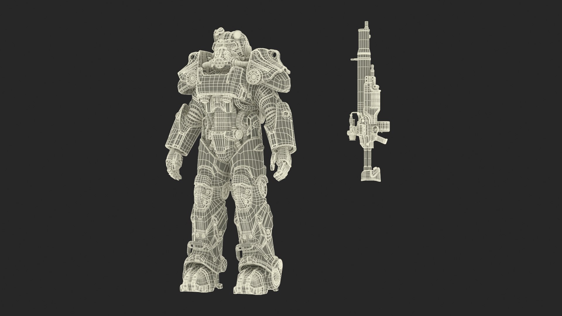 Fallout Power Armor T 60 With Rifle 3D Model - TurboSquid 2252130