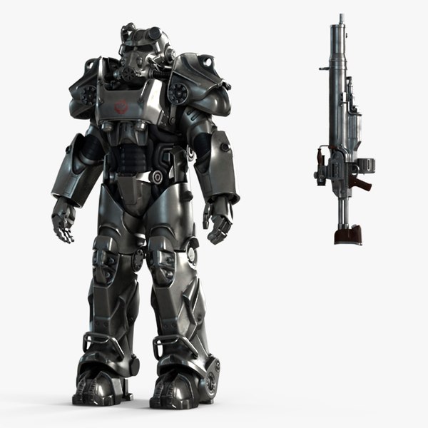 フォールアウト パワーアーマー T 60 ライフル付き3Dモデル