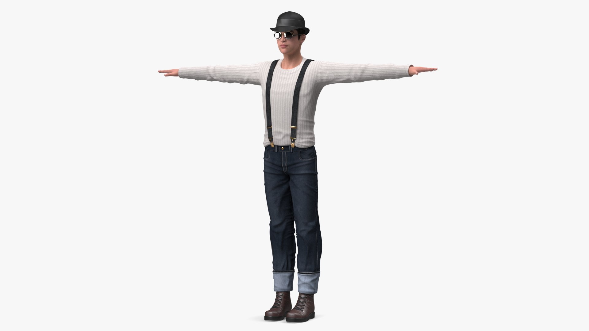 Fashionable Chinese Man T-Pose 3D model preview