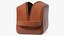 Open Cosmetic Bag Leather Brown 3D