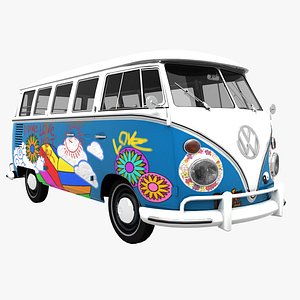 3d transporter hippie van model