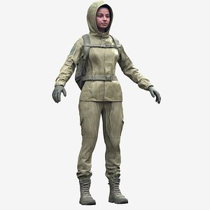 3D Woman in Hunting Outfit model