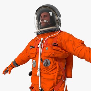 Detailed Astronaut Wearing Advanced Crew Escape Suit Fur