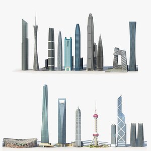 China urban landmark skyscrapers 3D model