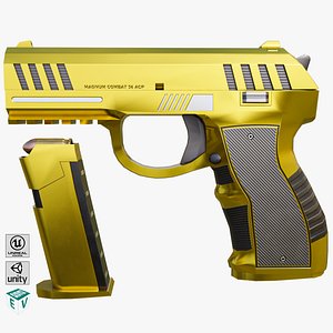 Generic Pistol 04 Gold All PBR Unity UE Textures Included 3D