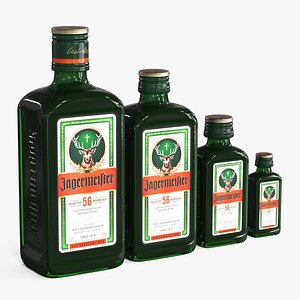 3D Jagermeister Spirit Bottles Small Set model