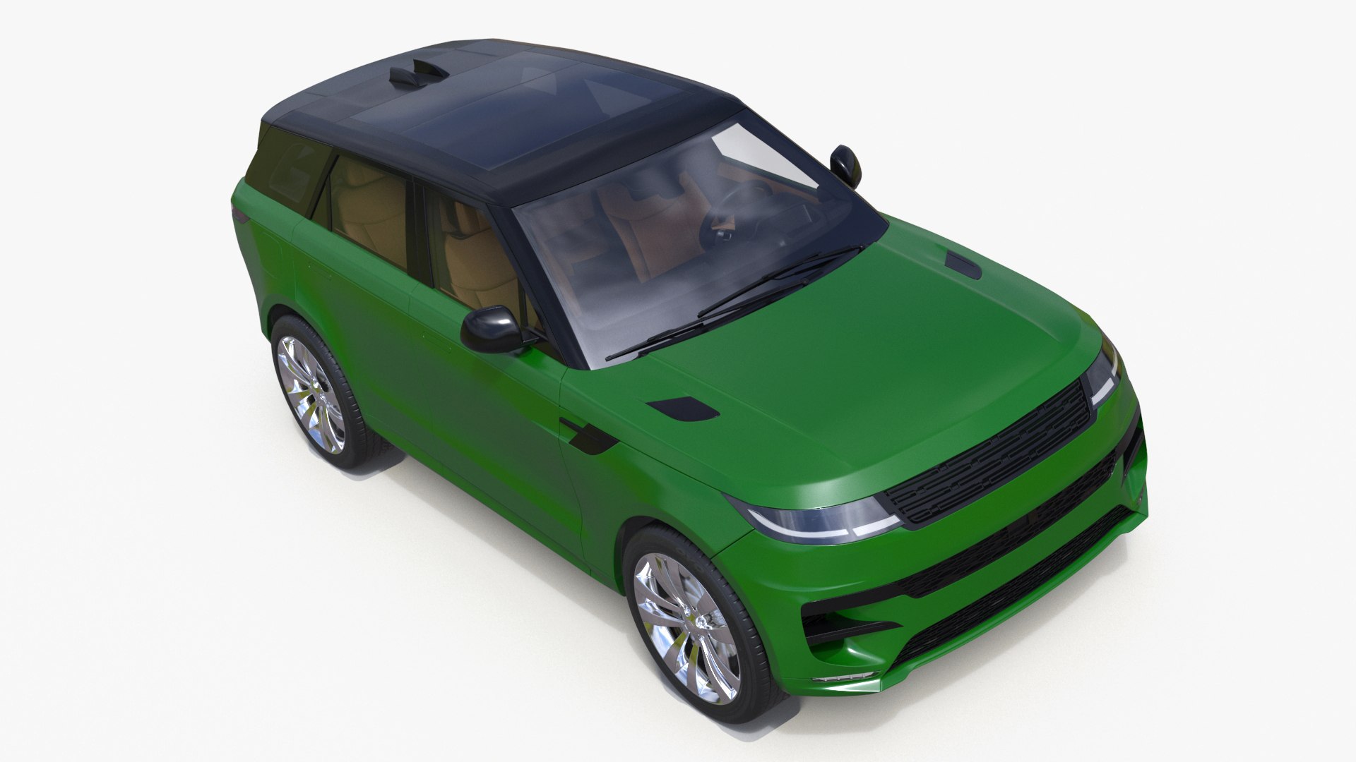 Green Modern Crossover Sport Simplified 3D model preview
