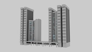3D Futuristic Residential Tower Set