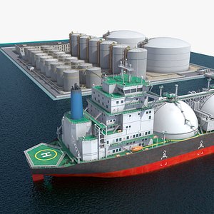 LNG Import Terminal with Gas Carrier Ship