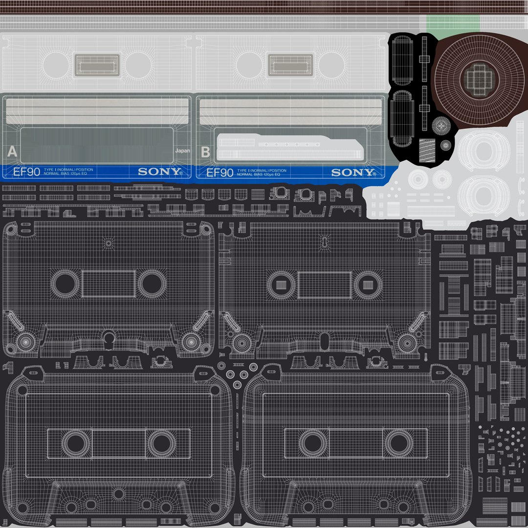 3D Cassette Tape - SONY EF90 1986-1987 EUR https://p.turbosquid.com/ts-thumb/OV/alZBkP/zZ/uv_grid_cassette/png/1766596638/1920x1080/fit_q87/f8833bd8dfa3211bc856c9b9bdca14af9908a5ea/uv_grid_cassette.jpg