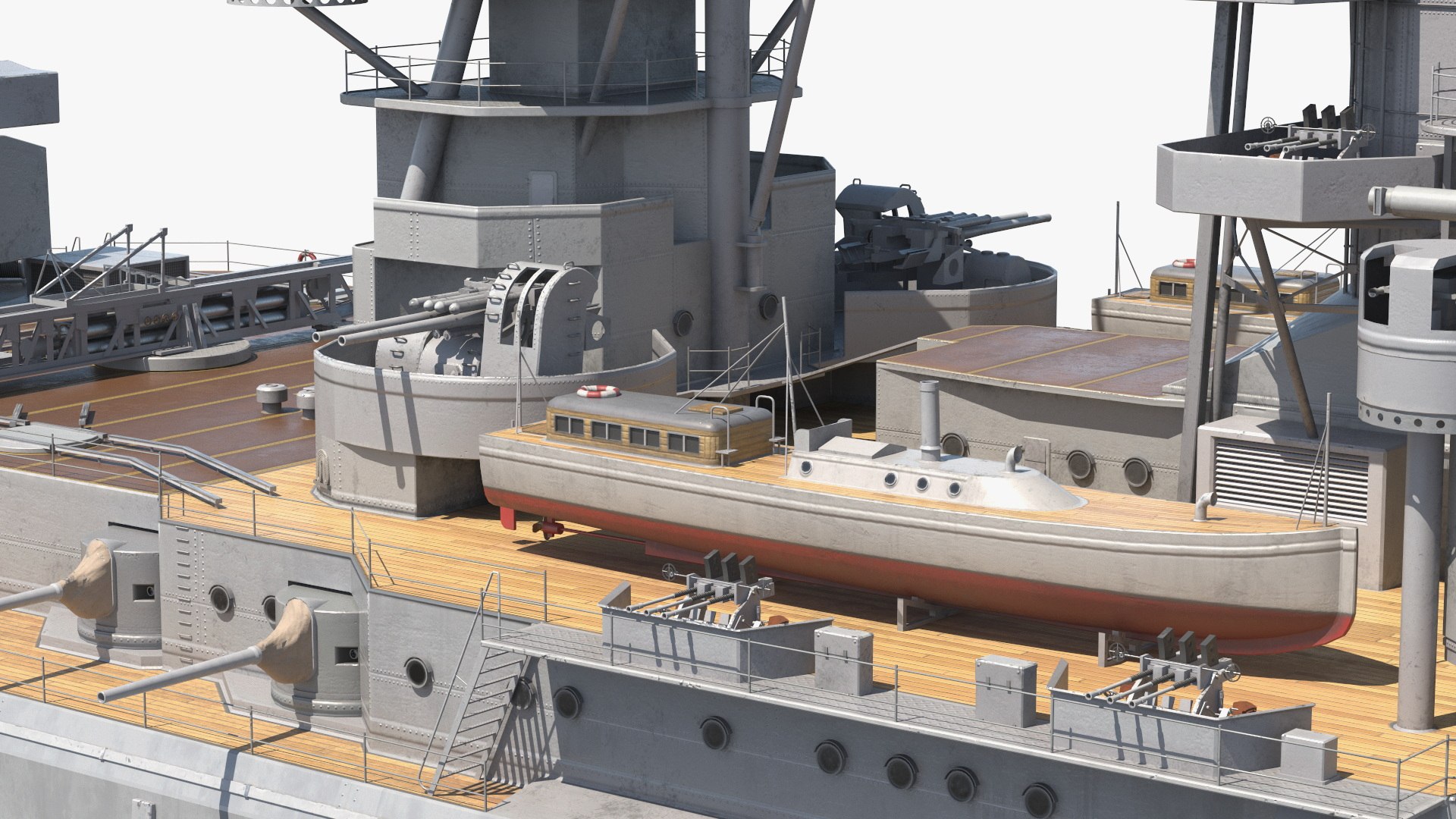 IJN Nagato Battleship With Triple Gun Turrets And Superstructure Grey ...