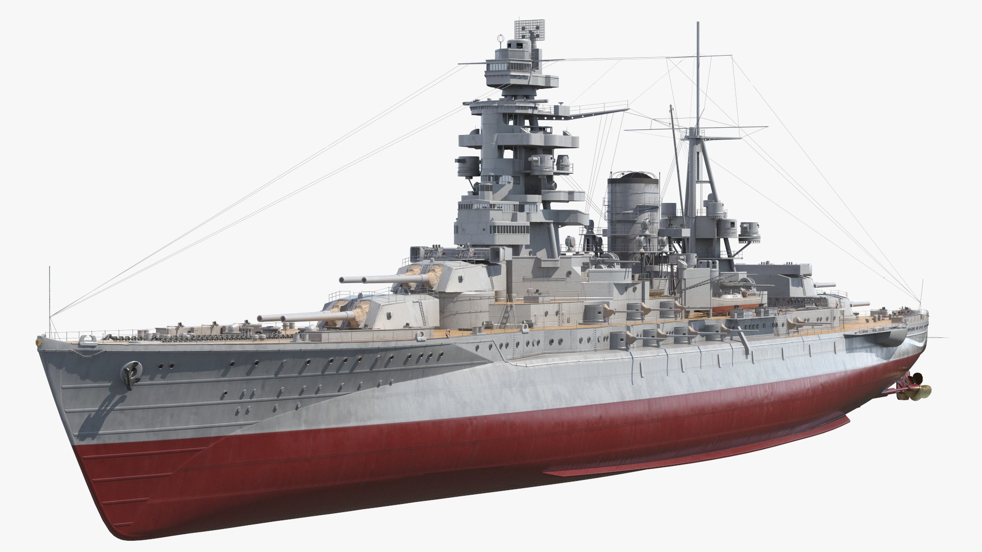 IJN Nagato Battleship With Triple Gun Turrets And Superstructure Grey ...