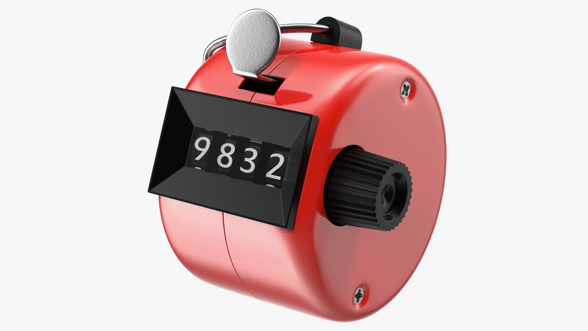 Mechanical Hand Tally Counter Red 3D model preview