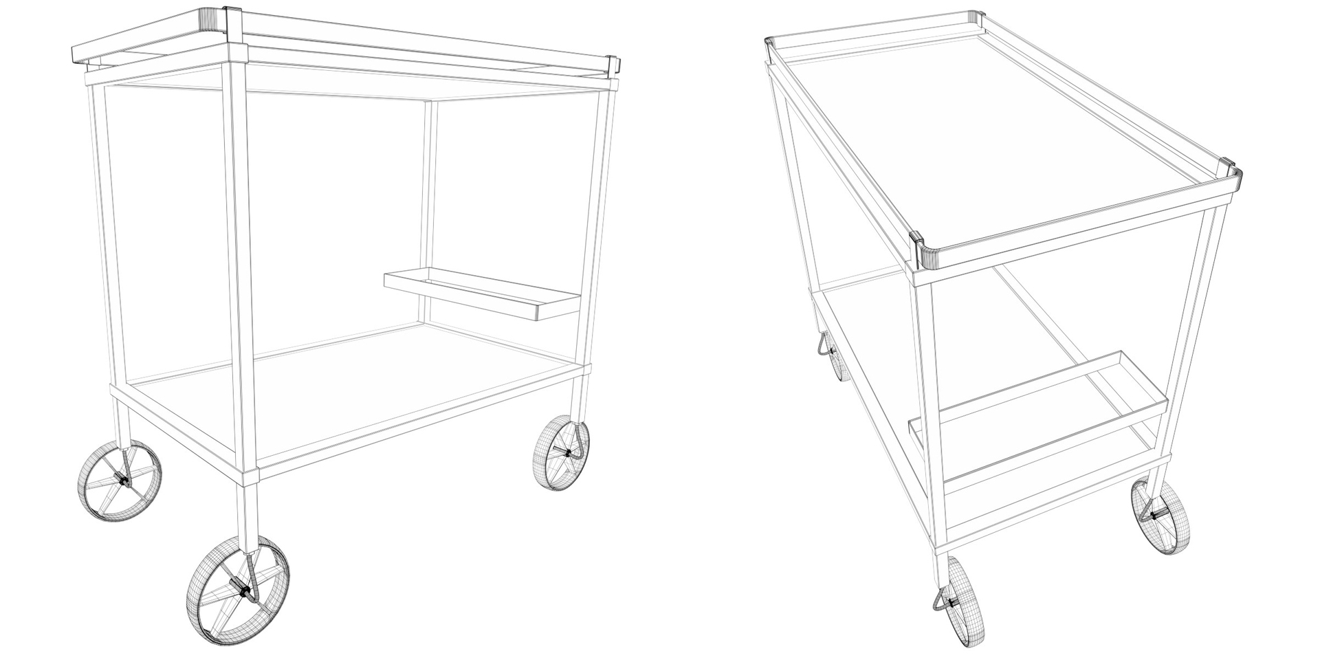 3d food trolley beverage cart