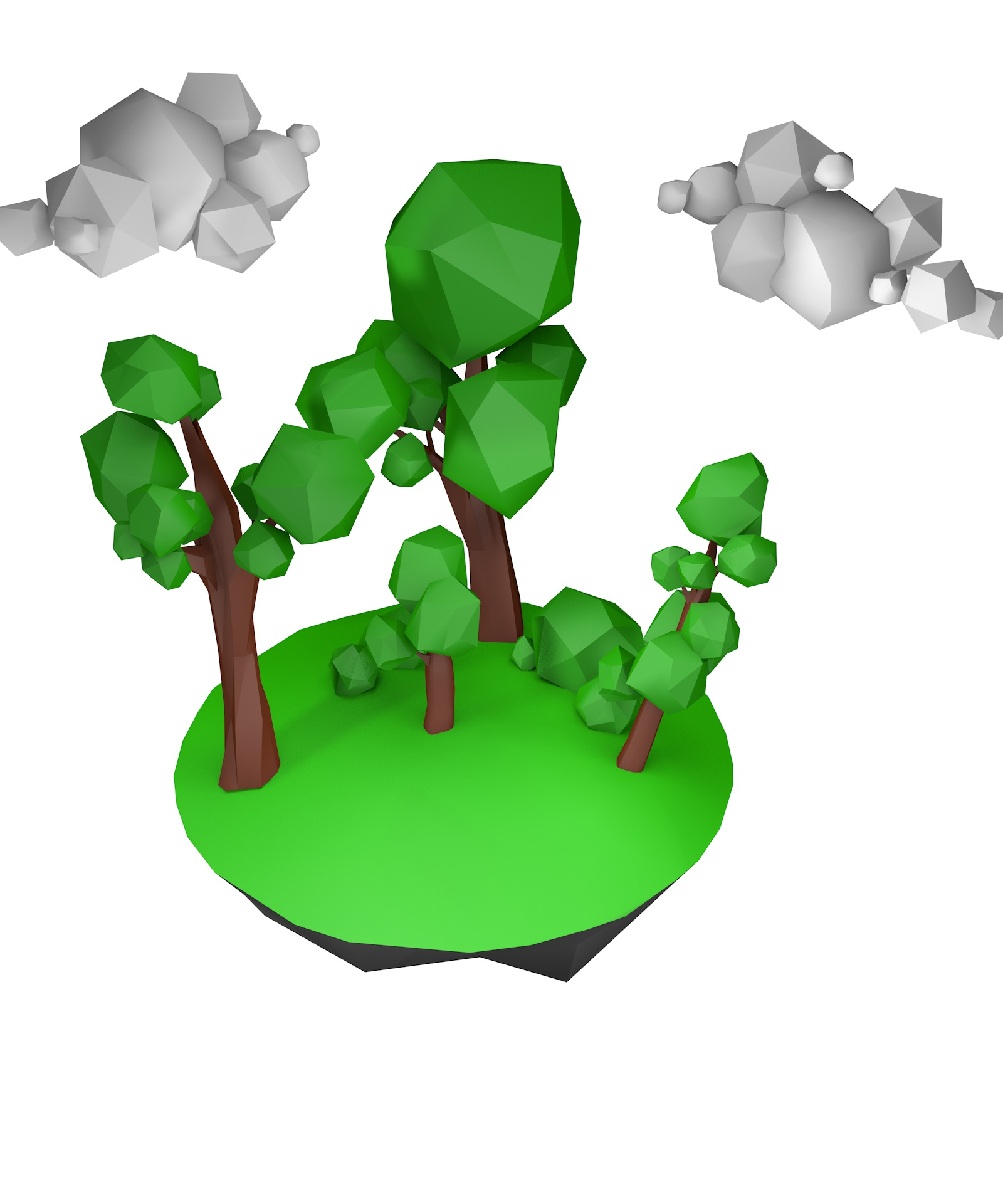 Oak trees bushes 3D model - TurboSquid 1455506