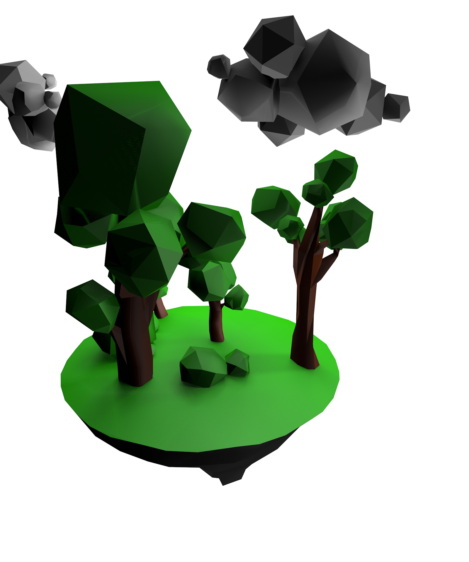 Oak trees bushes 3D model - TurboSquid 1455506