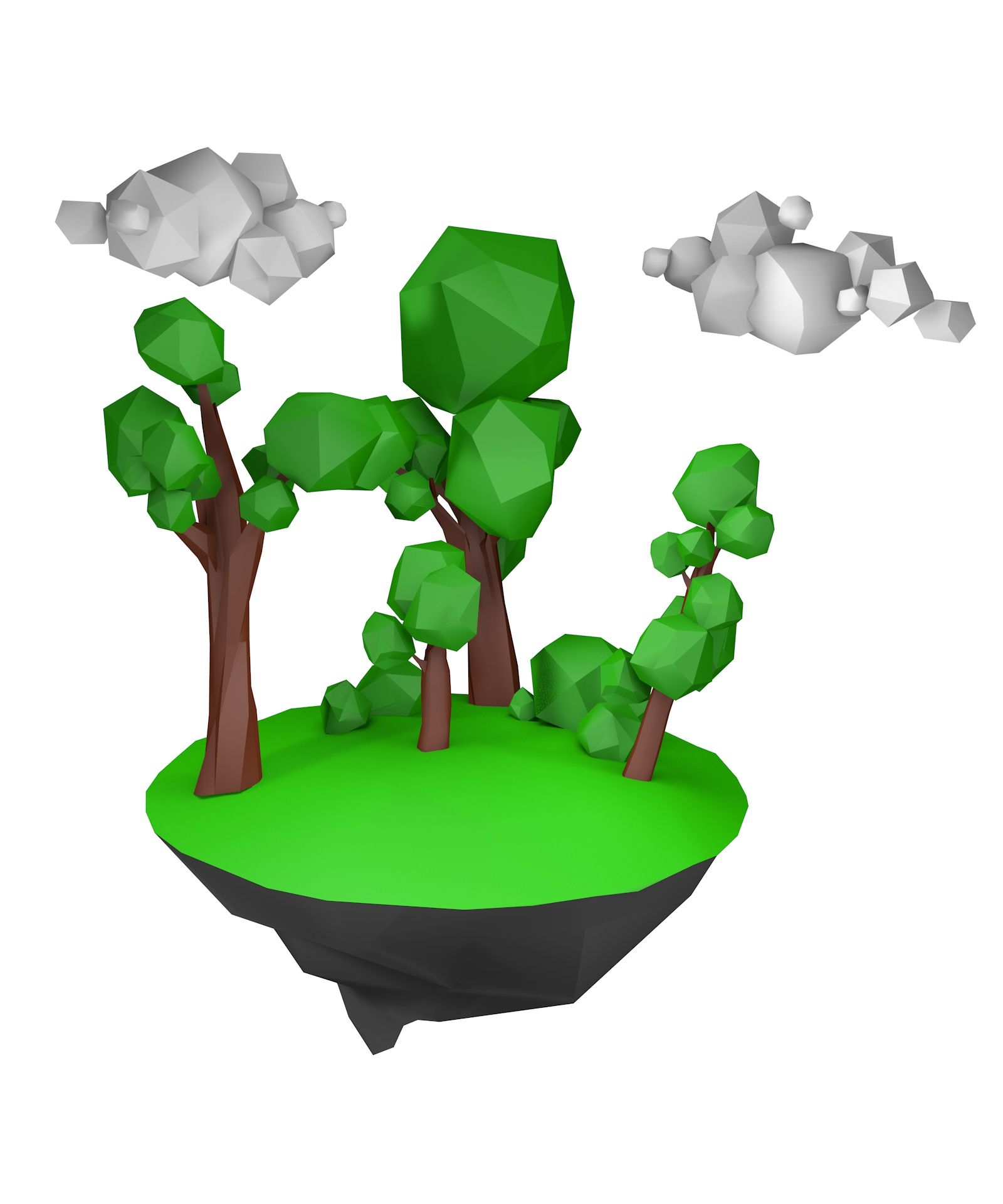 Oak trees bushes 3D model - TurboSquid 1455506