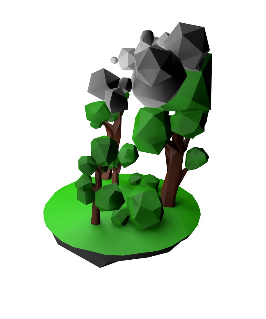 Oak trees bushes 3D model - TurboSquid 1455506