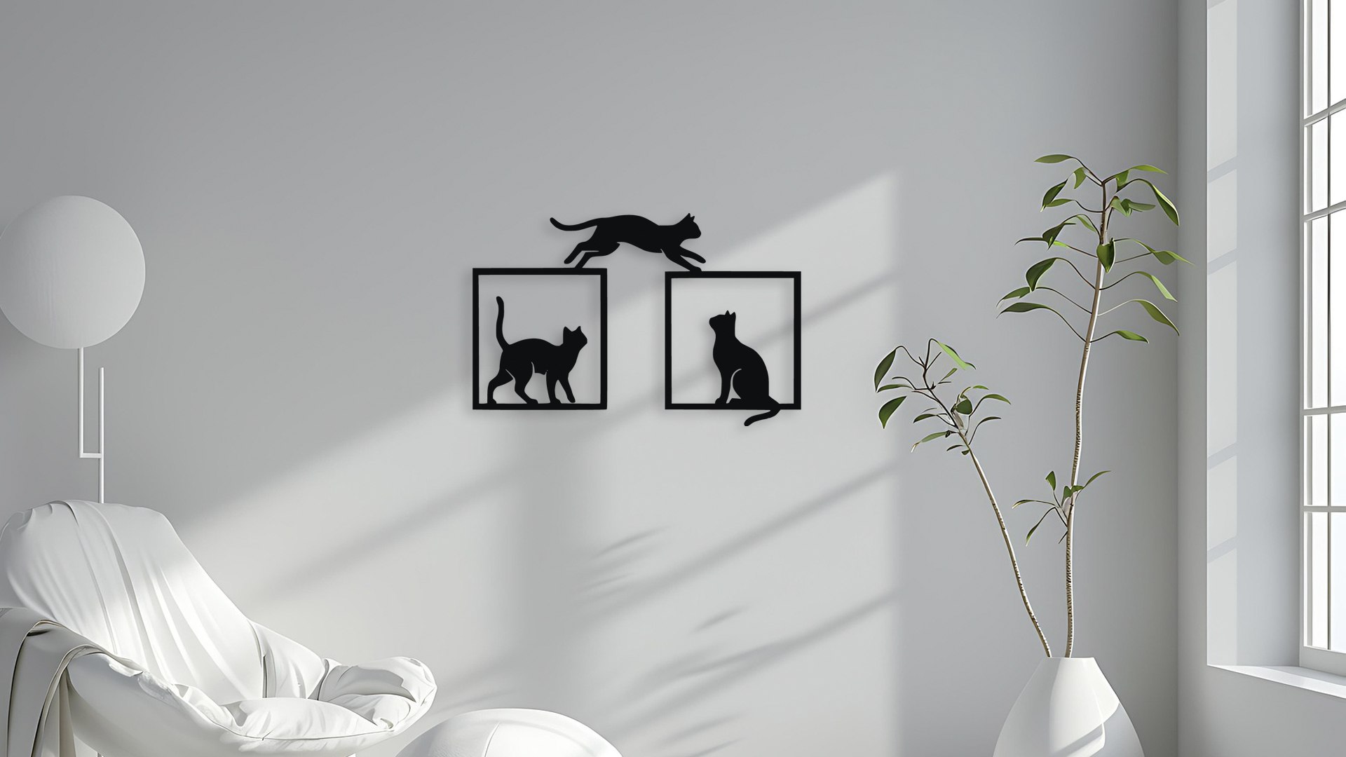 3D Cats Wall Decor Art Jumping Playing Silhouettes Model - TurboSquid ...
