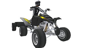 Low Poly Quad Bike With Player Trailer 3