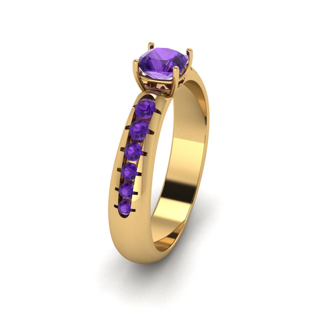 3D Purple Stone Gold Ring - TurboSquid 1919244