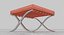 Knoll Orange Leather Barcelona Stool Ottoman