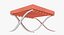 Knoll Orange Leather Barcelona Stool Ottoman