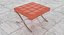 Knoll Orange Leather Barcelona Stool Ottoman