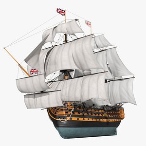 3D HMS Victory Ship of the Line with Full Sails model