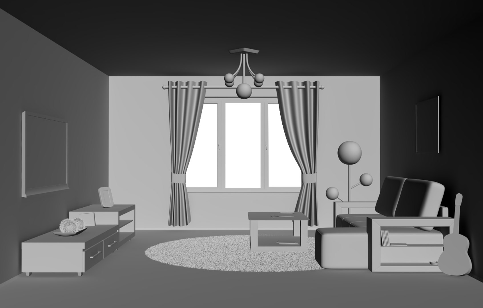 Interior Daylight Night 3d Model