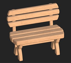3D model wooden bench