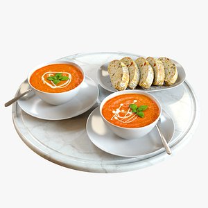 Food Set 03  Tomato Soup and Bread