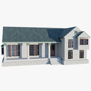 3D model Family House PBR Unity UE Arnold V-Ray Textures Included