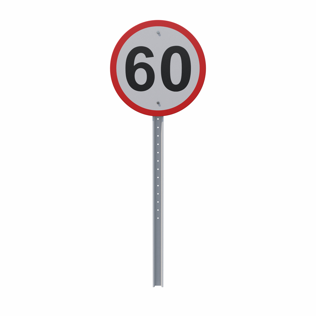 Road Sign Maximum Speed 60 3D Model - TurboSquid 2041708
