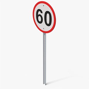 Road Sign Maximum Speed 60 3D model