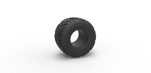 3D model Diecast Monster Jam tire 13 Scale 1 to 25