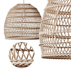 3D model Boho Design Natural Basket Rattan Woven Pendant Light Hanging Lamp