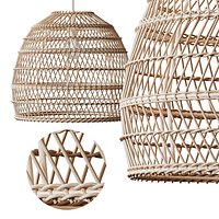 Boho Design Natural Basket Rattan Woven Pendant Light Hanging Lamp