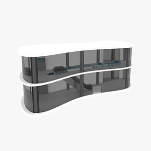 3D Futuristic Shopping Center S Shaped model