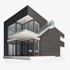 3ds max modern nordic wooden house