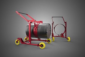3D OIL DRUM BARREL TRANSPORT TROLLEY CART BRACKET HOLDER HORIZONTAL model